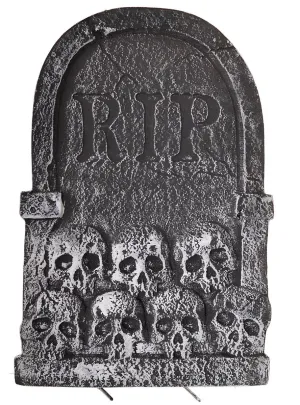 R.I.P Foam Headstone with Skull Halloween Decoration