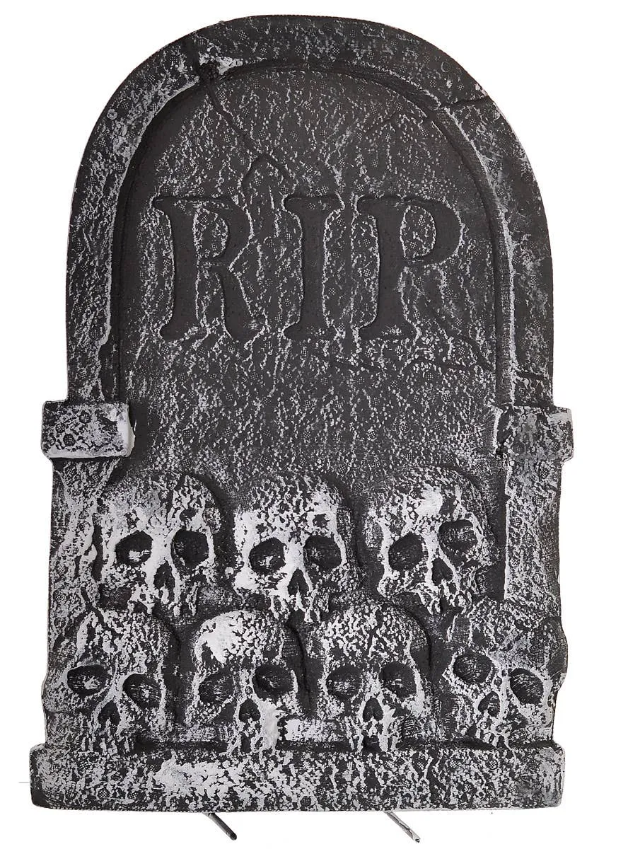 R.I.P Foam Headstone with Skull Halloween Decoration