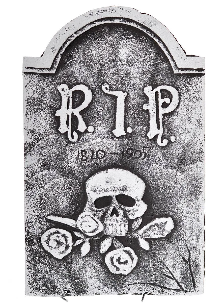 RIP Skull and Roses Tombstone Halloween Decoration