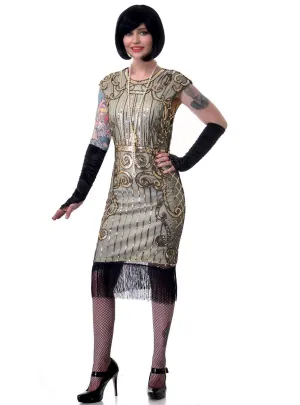 Ritzy 1920s Womens Gold Sequin Great Gatsby Costume
