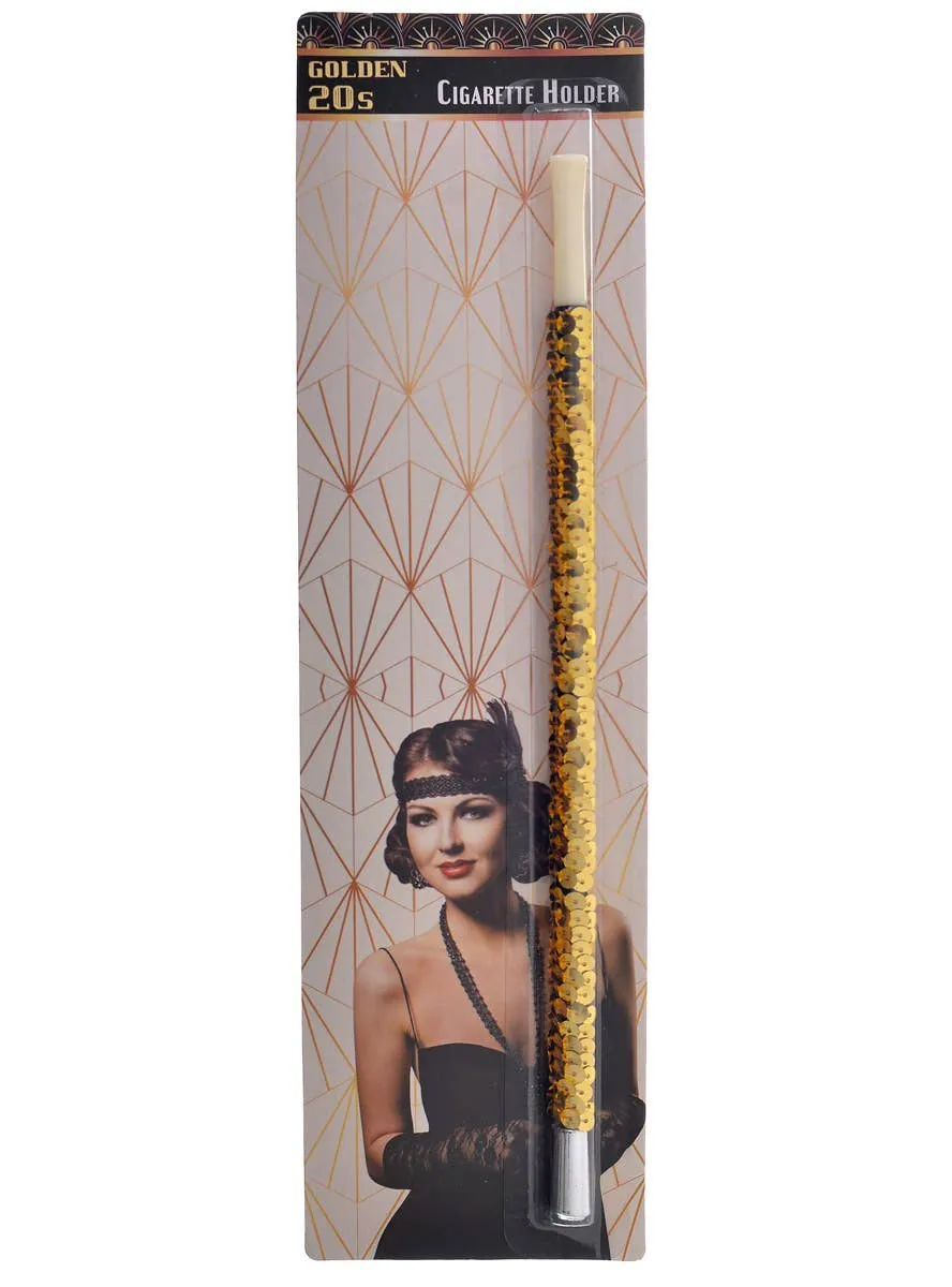Ritzy Gold Sequin 1920s Flapper Cigarette Holder