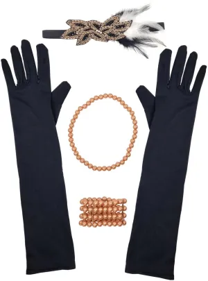 Ritzy Rose Gold 1920s Gatsby Costume Accessory Set