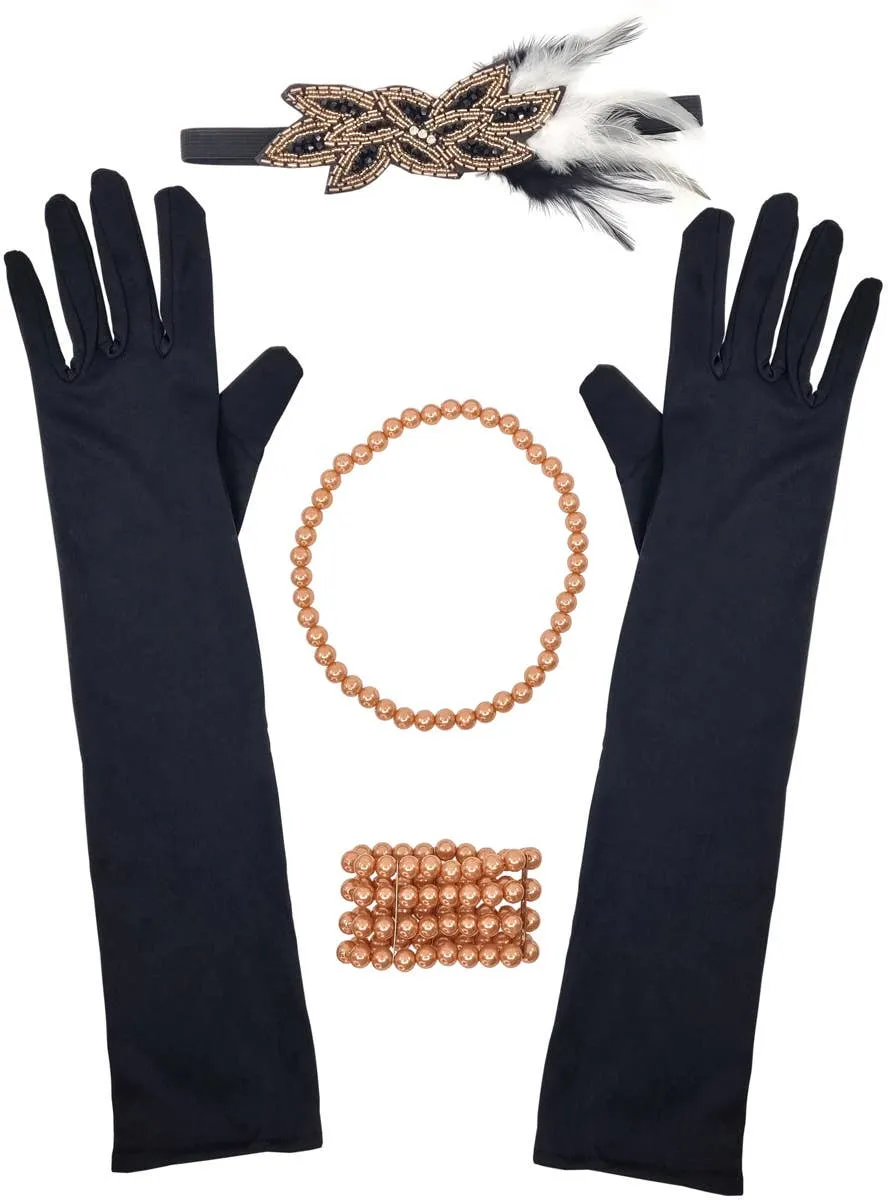 Ritzy Rose Gold 1920s Gatsby Costume Accessory Set