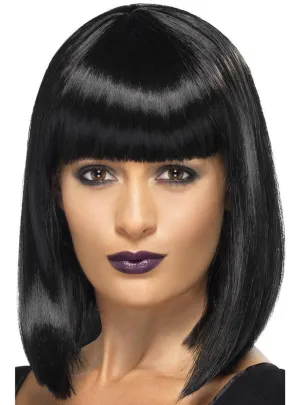 R'n'B Star Womens Short Black Bob Wig with Fringe