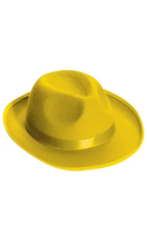 Roaring 20s Bright Yellow Costume Fedora Hat