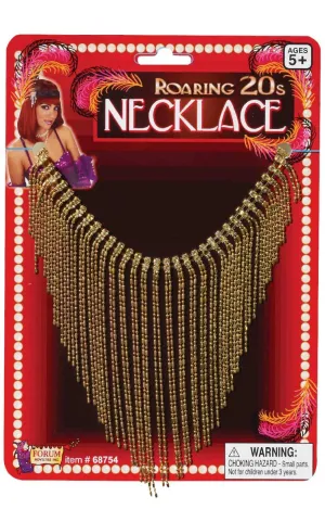 Roaring 20s Gold Diamante Costume Jewellery Necklace