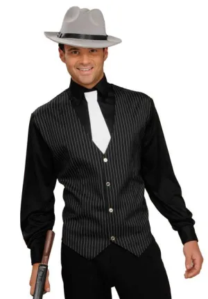 Roaring 20s Mens Black Gangster Costume Shirt