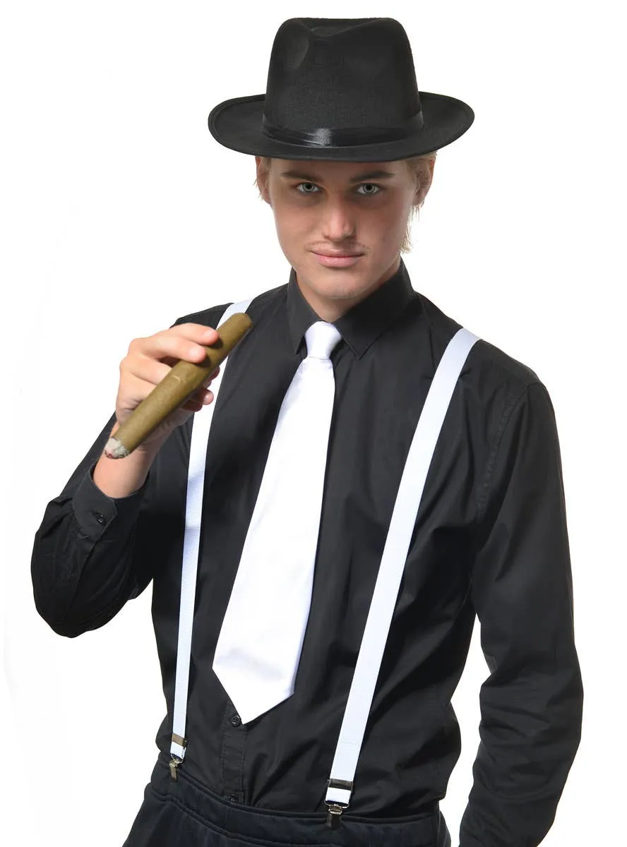 Roaring 20s White Gangster Costume Suspenders