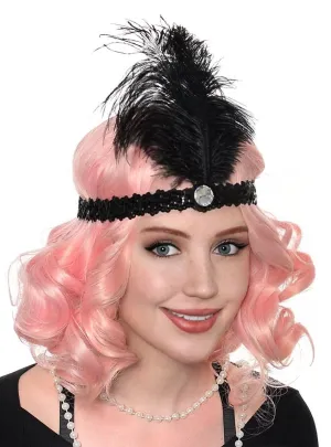 Roaring 20s Womens Black Flapper Headband Costume Accessory