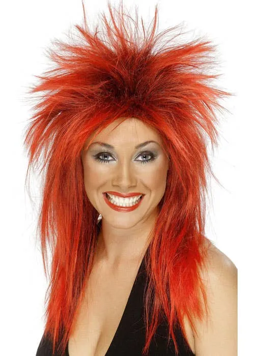 Rock Diva Womens Punk Red 80s Wig