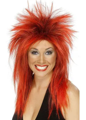 Rock Diva Womens Punk Red 80s Wig