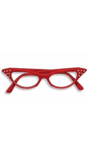 Rock N Roll 1950s Red Costume Glasses With Diamantes