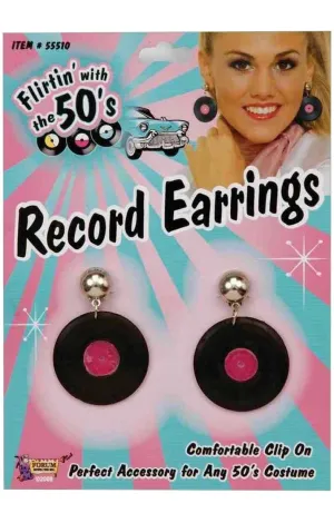 Rock 'N' Roll 1950s Womens Vinyl Record Earrings