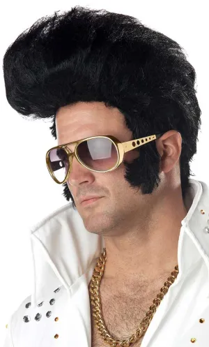 Rock 'N' Roll Mens Black Elvis Presley Wig