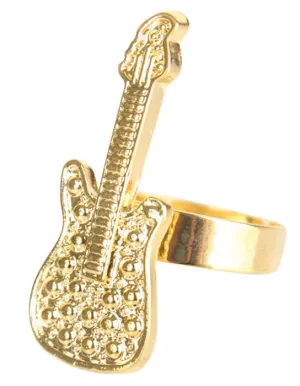 Rock Star Gold Guitar Costume Ring