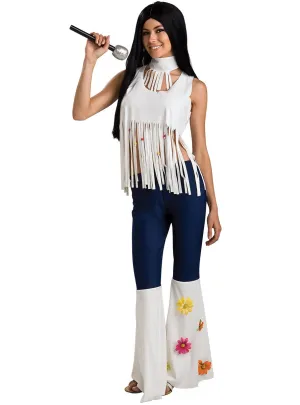 Rock Star Womens White Fringed 70s Hippie Costume