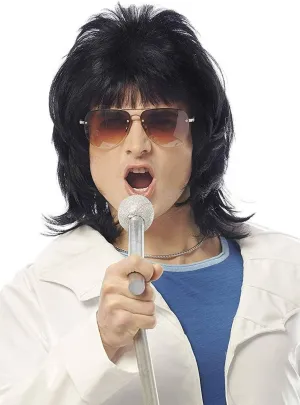 Rock You Mens Black Freddie Mercury Costume Wig