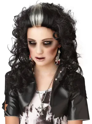 Rocked Out Zombie Womens Black Halloween Wig