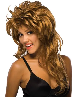 Rockin' Diva Long Brown Mullet Womens Costume Wig