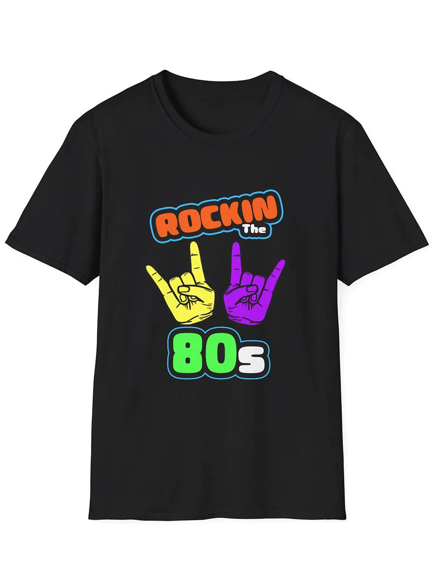 Rockin The 80s Mens Plus Size Black Costume Shirt