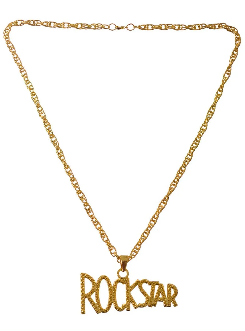 Rockstar Deluxe Gold Metal Necklace Costume Jewellery