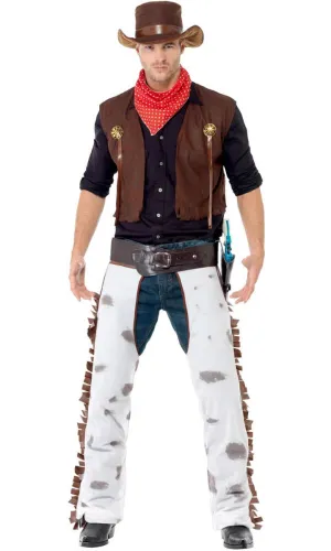 Rodeo Cowboy Mens Wild West Fancy Dress Costume
