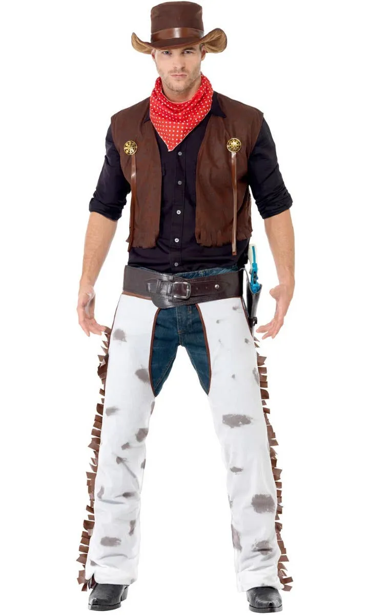 Rodeo Cowboy Mens Wild West Fancy Dress Costume