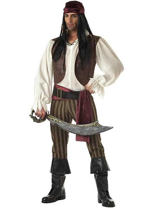 Rogue Pirate Mens Buccaneer Fancy Dress Costume