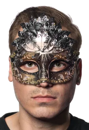 Roman Centre Overlay Mens Gold and Silver Venetian Masquerade Mask