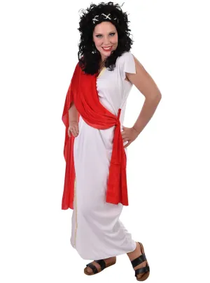Roman Empress Womens Red and White Toga Costume