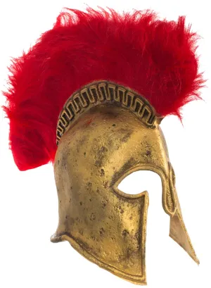 Roman Gladiator Gold Latex Helmet with Red Feather Plume