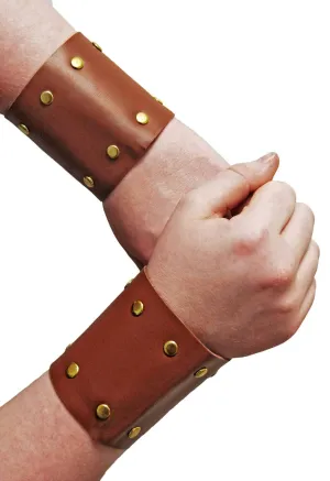 Roman Leather Look Wrist Guards Costume Accessory