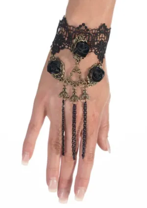 Rosettes And Lace Black Bracelet