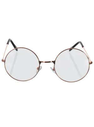 Round Gold Frame Santa Glasses Christmas Accessory