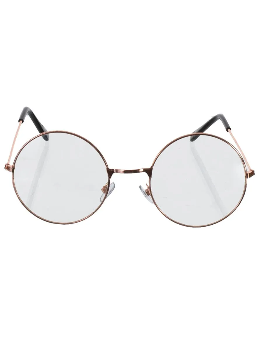 Round Gold Frame Santa Glasses Christmas Accessory