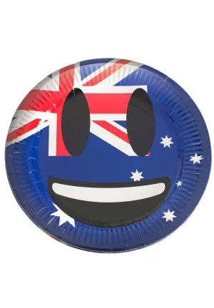 Round Happy Emoji Aussie Party Plates - 10 Pack