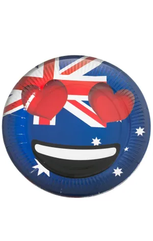 Round Heart Eyes Emoji Aussie Party Plates - 10 Pack