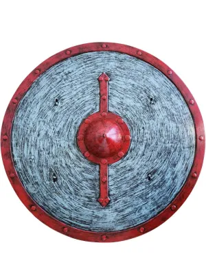 Round Silver Costume Shield with Red Details