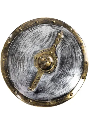 Rounded Silver and Gold Viking Warrior Costume Shield