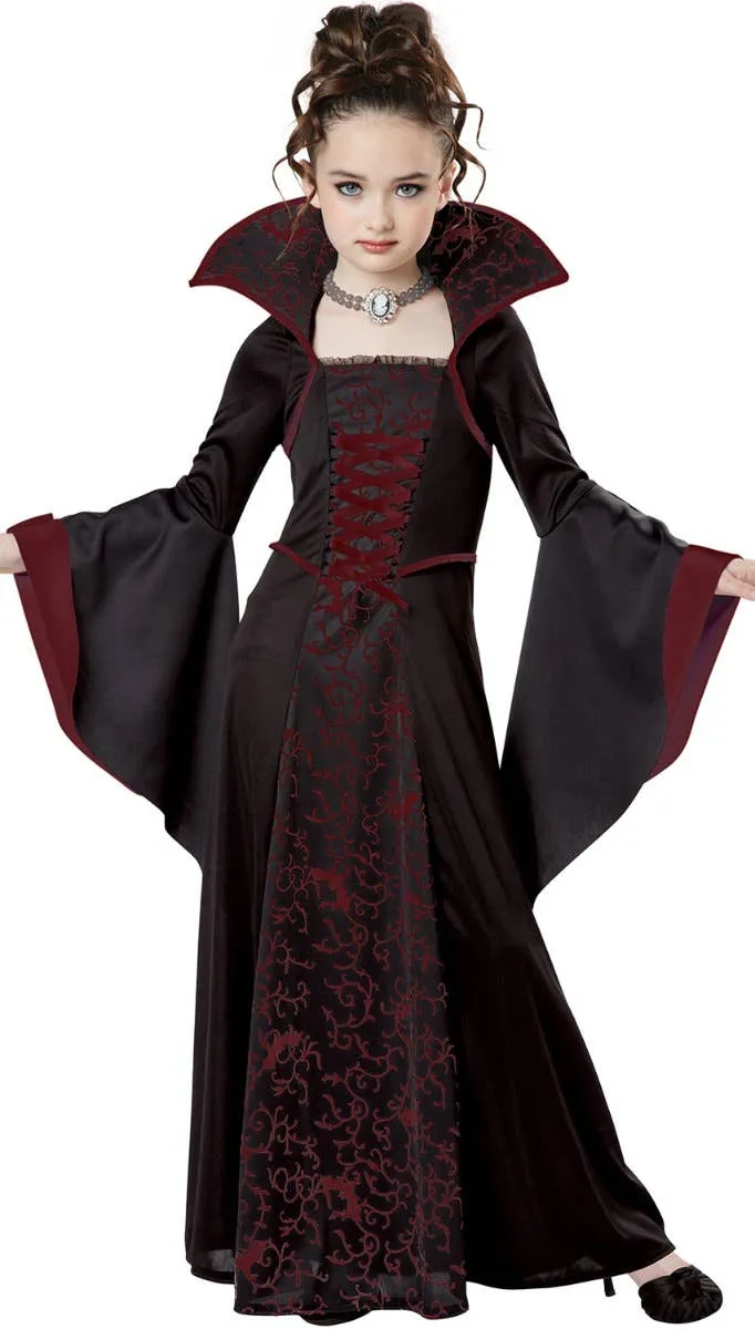 Royal Black and Red Girls Halloween Vampire Costume