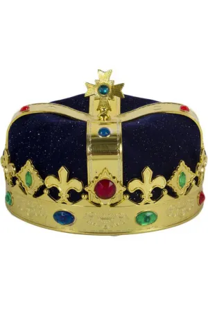 Royal Blue and Gold King Costume Crown