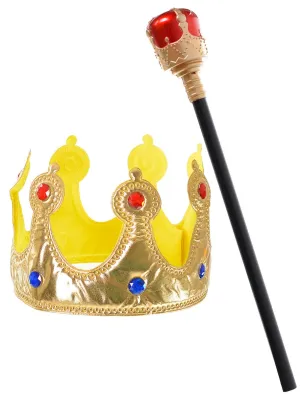 Royal Crown and Sceptre Gold Accessory Set