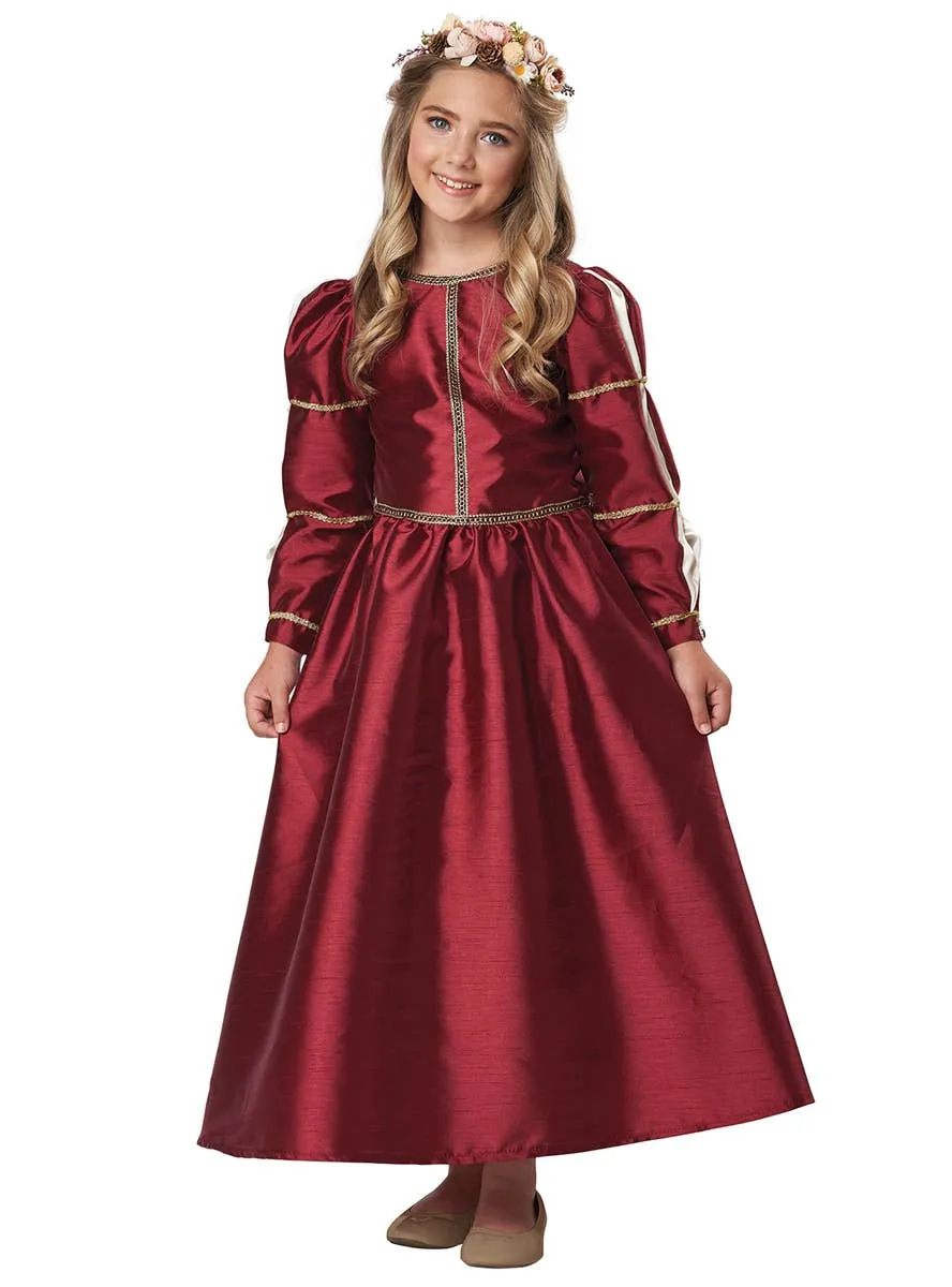 Royal Girls Red Renaissance Princess Dress Up Costume