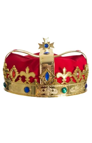 Royal Gold And Red Kids Padded Costume Crown With Jewels