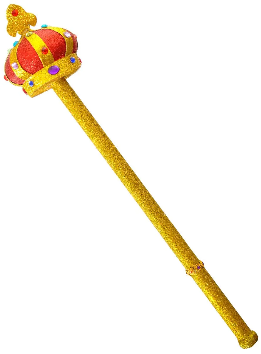 Royal Gold Glitter 55cm Jewelled Costume Sceptre