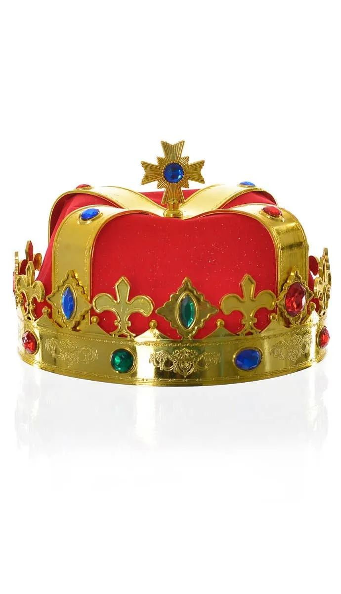 Royal King Adults Jewelled Crown Costume Accessory