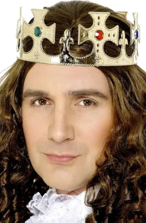 Royal King Jewelled Gold Crown Costume Accessory