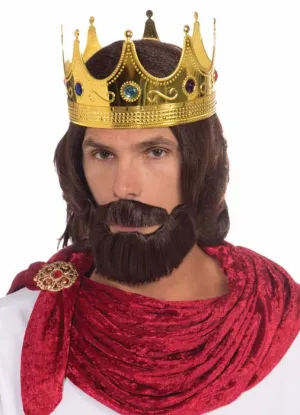 Royal King Mens Mid Length Brown Costume Wig and Beard
