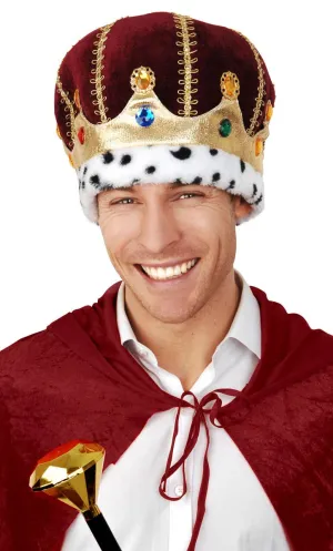 Royal King Plush Burgundy Costume Hat