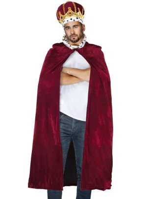 Royal Maroon Velvet King Costume Cape with Fur